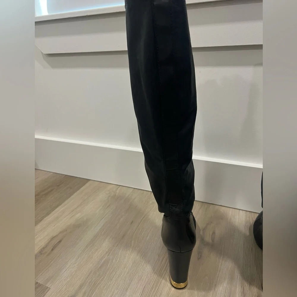 Tory Burch black high leather boots. Size 9M